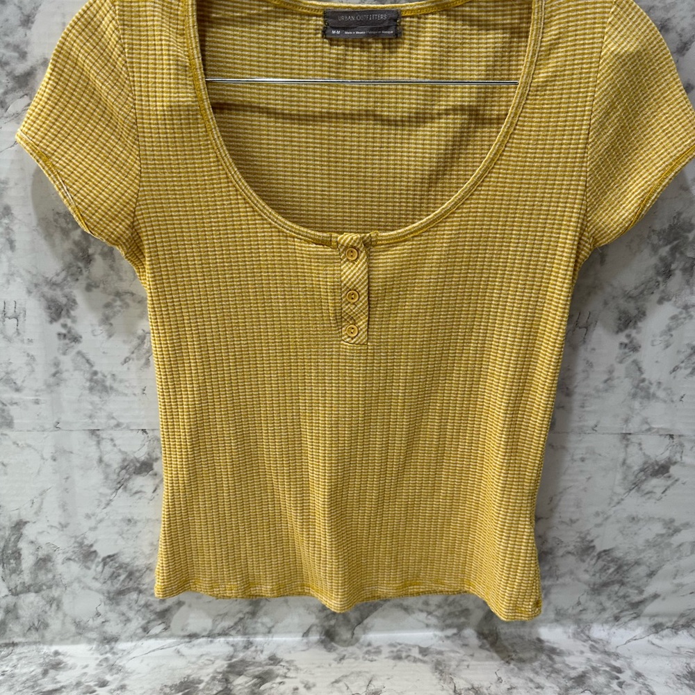Urban Outfitters Yellow White Striped Top Women's Size Medium M